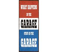 vianmo Plaque en tôle 27x10 cm What happens in the Garage stay in Déco Cadeau Panneau