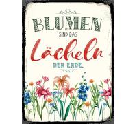 vianmo Plaque en tôle 30x20 cm Blumen sind das Lächeln der Erde Déco Cadeau Panneau