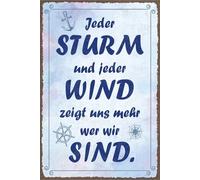vianmo Plaque en tôle 30x20 cm Jeder Sturm und jeder Wind zeigt uns wer wir sind Déco Cadeau Panneau