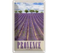 vianmo Plaque en tôle 30x20 cm Provence Frankreich Lila Natur Déco Cadeau Métal Panneau