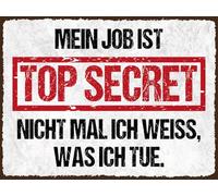 vianmo Plaque en tôle 30x40 cm Mein Job ist Top secret Deko Schild Déco Cadeau Panneau