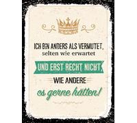 vianmo Plaque en tôle 40x30 cm Ich bin anders als vermutet Deko Schild Déco Cadeau Panneau