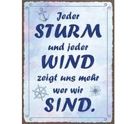 vianmo Plaque en tôle 40x30 cm Jeder Sturm und jeder Wind zeigt uns wer wir sind Déco Cadeau Panneau