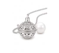 Vianney Bijoux Bijou Bola de Grossesse Ciel Étoilé - Pendentif Plaqué Argent avec Cristaux - Chaîne Totalement Ajustable 140 cm - Carillon Blanc