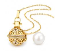 Vianney Bijoux Bijou Bola de Grossesse Ciel Étoilé - Pendentif Plaqué Or avec Cristaux - Chaîne Totalement Ajustable 140 cm -