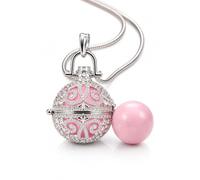 Vianney Bijoux Bola de Grossesse “Dubaï” - Bijou Maternité Premium Recouvert de Cristaux Scintillants - Chaîne Serpent Plaqué Argent Estampillée 110 cm + 40 cm ajustable (Rose)