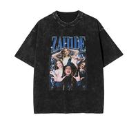 Viaopo Enfant T-Shirt Zahide Imprimé Manches Courtes Manches Courtes en Pur Coton Lavé Vintage Rétro Haut en Coton Hommes Et Femmes XS-3XL-Black||x_s