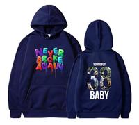 Viaopo Sweat À Capuche Pullover Décontracté Vêtements De Sport avec Poches Singer YoungBoy Never Broke Again Streetstyle Hip-hop Impression Sports Sweatshirt XS-4XL-Navy Blue||3X_l