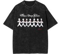 Viaopo T-Shirt Manches Courtes en Pur Coton Lavé Three Days Band Grace Manches Courtes T-Shirt Tendance Style Streetwear Rétro Hommes Et Femmes XS-3XL-Black||x_l