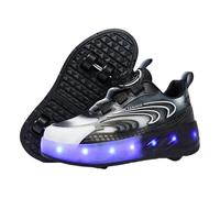 Viaoragiosa Baskets Patinage à Roues RéTractables,Chaussures Sport roulettes pour Enfants,Chaussures De Sport Doubles Roues,Doux AgréAble sur La Peau,Parfait Au Quotidien