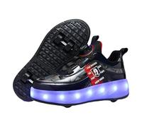 Viaoragiosa Baskets Patinage à Roues RéTractables,Chaussures Sport roulettes pour Enfants,Chaussures De Sport Doubles Roues,Doux AgréAble sur La Peau,Parfait Au Quotidien