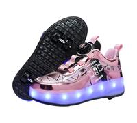 Viaoragiosa Baskets Patinage à Roues RéTractables,Chaussures Sport roulettes pour Enfants,Chaussures De Sport Doubles Roues,Doux AgréAble sur La Peau,Parfait Au Quotidien