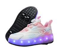Viaoragiosa Baskets Patinage à Roues RéTractables,Chaussures Sport roulettes pour Enfants,Chaussures De Sport Doubles Roues,Doux AgréAble sur La Peau,Parfait Au Quotidien