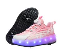 Viaoragiosa Baskets Patinage à Roues RéTractables,Chaussures Sport roulettes pour Enfants,Chaussures De Sport Doubles Roues,Doux AgréAble sur La Peau,Parfait Au Quotidien