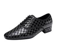 Viaoragiosa Chaussures De Danse à Lacets pour Hommes,Chaussures De Danse Latine pour Homme,Chaussures De Danse De Salon pour Hommes,Noir,Talons Bas,pour Moderne Standard Chacha,Jazz