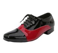 Viaoragiosa Chaussures De Danse De Salon pour Hommes,Chaussures De Danse Latine Homme à Lacets,Chaussures De Danse Latine pour Homme,Noir,Rouge,Talons Bas,2cm,pour Standard Salsa Ballroom