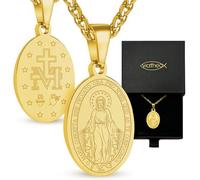Viatheo Authentique Médaille Miraculeuse de la Vierge Marie - Bijou Religieux Catholique pour Femme & Homme - Pendentif Chrétien Doré Symbole de Foi - Idée Cadeau Baptême Communion