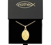 Viatheo Collier avec Authentique Médaille Miraculeuse de la Vierge Marie Dorée- Bijou Religieux Catholique Chaine Femme & Homme - Pendentif Chrétien Doré Symbole de Foi - Idée Cadeau Baptême Communion