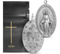 Viatheo Médaille Miraculeuse de la Vierge Marie - Bijou Religieux Catholique en Argent pour Femme & Homme - Pendentif Chrétien Symbole de Foi - Idée Cadeau Baptême Communion
