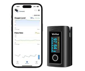 ViATOM Oxymètre de Doigt de Pouls avec Bluetooth et le stockage hors-ligne, Moniteur de Saturation en Oxygène Pour la Fréquence Cardiaque et le Niveau SpO2 avec Mallette de Transport et Lanière