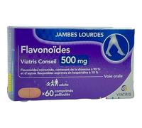 Viatris Fraction Flavonoїdes Purifiée 500mg Jambes Lourdes 60 Comprimés Pelliculés