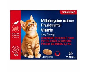 VIATRIS Milbémycine Praziquantel vermifuge chat 0,5-2Kgs
