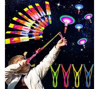 Vibbang 16Pièces Hélicoptères Jouets Volants, LED Lumineux Flèche Rocket Copter, Lance-Pierres Flèches Flying Jouet, Fusées Flèches Powered Catapulte Volant, pour Enfants et Adultes Jouets Cadeau