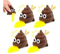 Vibbang 4 Pièces Vomiting Poo, Jouets Anti-Stress Puking Ball Poo, Jouets à Presser Disgusting Poos Squishy Kids Slime, Jouets Anti-Stress, Cadeaux de Noël pour Enfants, Filles et Garçons
