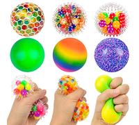 Vibbang 6 pièces Boules Anti-Stress Boules sensorielles Fidget Boules Squeeze Boules à Presser pour se détendre, se décompresser et se concentrer Jouet à soulagement du Stress pour Enfants Adultes