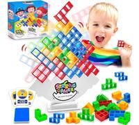 Vibbang 64Pièce Tetra Tower, Jeu d'Empilage Tetra, Jouet d'Équilibre pour Enfant Swing Stack Balance Game, Tetra Tower Blocs de Construction de Jouets pour Adulte Enfant, Jouets Montessori