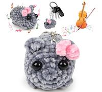 Vibbang porte-clés hamster Triste, Sad Hamster Crochet Porte-Clés en Peluche, Cadeau Unique pour Enfants et Adults