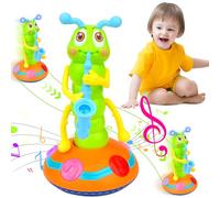 Vibbang Saxophone électrique en forme de chenille avec 6 musiques et lumière LED, jouet de danse musical amusant à bascule, jouet sensoriel alimenté par piles, cadeau de Noël ou d'anniversaire