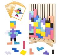 Vibbang Wooden Stacking Puzzle Toy, Creative Wood Stacking Puzzle Game, Wooden Stacking Toys, Casse-tête Montessori en Bois Jouet Géométrique Activité pour Les Adultes et Enfants (A)