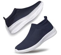 vibdiv Chaussettes Baskets Chaussures de Marche pour Femme Plat Chaussures Décontractées Légères pour Jogging Travail Bleu Marine 37