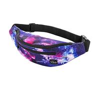 Vibe Festival Gear Sac Banane pour Homme et Femme -Plusieurs Couleurs- Sacoche Homme bandouliere Noir holographique Argent, Or pour Festivals, randonnée, Course à Pied, Cyclism (licornes dela galaxie)