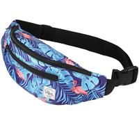 Vibe Festival Gear Sac Banane pour Homme et Femme -Plusieurs Couleurs- Sacoche Homme bandouliere Noir holographique Argent, Or pour Festivals, randonnée, Course à Pied, Cyclism (Flamants Roses)