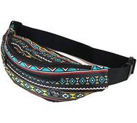 Vibe Festival Gear Sac Banane pour Homme et Femme -Plusieurs Couleurs- Sacoche Homme bandouliere Noir holographique Argent, Or pour Festivals, randonnée, Course à Pied, Cyclism (Tribal)