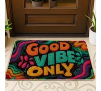 Vibe Paillasson bohème coloré Good Only Summer multicolore en caoutchouc antidérapant - Décoration d'intérieur pour entrée, extérieur, porche, balcon - 73 x 43 cm