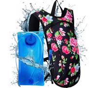 Vibe Sac à Dos d'hydratation en Polyester recyclé - Vessie 2L pour Femme Homme Rave, Adolescents, Enfants - Sports, Plein air, Course, Camping, randonnée, Festivals. (Floral rétro)