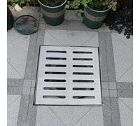 Vibeo Caniveau Exterieur Grille de Drainage en Acier Inoxydable avec Base, 10x10 20x20 30x30 40x40 50x50 60x60 cm, Filtre de Drainage Extérieur(60cmx60cm(23 5/8" x23 5/8"))