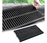 Vibeo Caniveau Exterieur Grille de Drainage Extérieure, Grille de Drainage Rectangulaire en Plastique, Couvercle de Drain Antidérapant pour sous-Sol, Allée, Trottoir(50x10x2cm(19 3/4"x4"x3/4"))