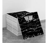 Vibeo Carrelage Adhesif Mural Carrelage Adhésifs Noirs pour Murs et Plafonds, Stickers Carrés en Céramique Autocollante, Carreaux en Marbre Adhésifs pour Crédence de Cuisine(Style D,50 pcs)