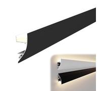Vibeo Corniche Plafond LED Éclairage Indirect par Moulure LED, Éclairage Linéaire pour Moulure avec Cache-Profil, Diffuseur pour Moulure Murale/Plafond en Aluminium(Black,8.5m(27.9ft))