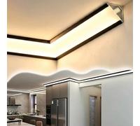 Vibeo Corniche Plafond LED Moulure Corniche LED avec Profilé en Aluminium Dissimulé, Diffuseur Linéaire pour Rail D'éclairage, Moulure D'habillage Lumineuse pour Plafond/Mur(21.5m(70.5ft))