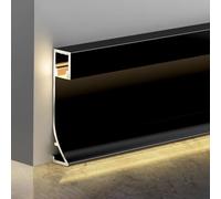 Vibeo Corniche Plafond LED Moulure de Corniche LED en Aluminium pour Plinthe, Diffuseur de Moulure de Corniche pour Éclairage Indirect, Éclairage de Garniture de Corniche(Black,6m(19.7ft))