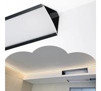 Vibeo Corniche Plafond LED Moulure de Plafond à LED, Montage en Surface, Diffuseur pour Moulure D'éclairage Indirect avec Couvercle en Acrylique, Rail en Aluminium Linéaire(Black,1.8m(5.9ft))