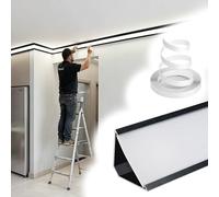 Vibeo Corniche Plafond LED Moulure Linéaire D'éclairage de Corniche avec Diffuseur, Moulure Décorative LED pour Plafond et Mur, Profilé en Aluminium pour Éclairage Indirect(Black,7.5m(24.6ft))