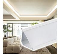 Vibeo Corniche Plafond LED Profilé en Aluminium pour Plafonnier LED d'angle Supérieur, Moulure Lumineuse Linéaire pour Éclairage Mural, Moulure Décorative Lumineuse avec Cache(White,27.5m(90.2ft))