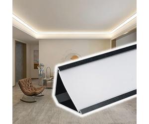 Vibeo Corniche Plafond LED Profilé en Aluminium pour Plafonnier LED d'angle Supérieur, Moulure Lumineuse Linéaire pour Éclairage Mural, Moulure Décorative Lumineuse avec Cache(Black,13m(42.7ft))