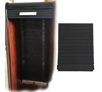 Vibeo Porte Accordéon Interieur Kit de Porte Coulissante Noire à Tambour avec Rails Courbes, Portes Enroulables Hautes en Plastique, Porte Coulissante à Tambour pour Armoire(16x36in(40.6x91.4cm))